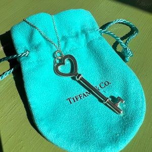 Tiffany & Co Silver Large Heart Key Pendant Necklace DISCONTINUED